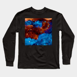 Liquid Ink - Blue/Rust Long Sleeve T-Shirt